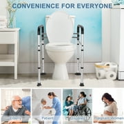 MaxKare Toilet Safety Rail for Elderly and Handicap, Adjustable Height & Width, Stand Alone Lightweight Aluminum Toilet Safety Frame, Supports up to 300Lbs