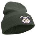thumbnail image 4 of Pig Head Embroidered 12 Inch Long Knitted Beanie - Dk Grey OSFM, 4 of 5
