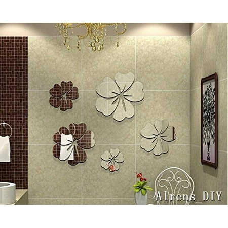 Crystal Wall Decorations - Alrens_DIY(TM)25pcs=5 Flowers Unique Gifts Crystal Reflective DIY Mirror Effect 3D Wall Stickers Home Decoration Bathroom Decor
