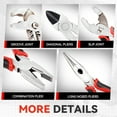 thumbnail image 4 of 5 Piece Pliers Set - Durable Linesman Pliers Needle Nose Slip Joint Pliers Diagonal Cutter Groove Joint, Red/Black, 4 of 7
