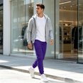 thumbnail image 3 of Havenx Mens Sweatpants Tapered Legs Drawstring Jogging Pants with Pockets Elastic Waist Open Bottom Sweatpants Loose Fit Soft Fall Winter Comfy Workout Pant,Purple 2XL, 3 of 4