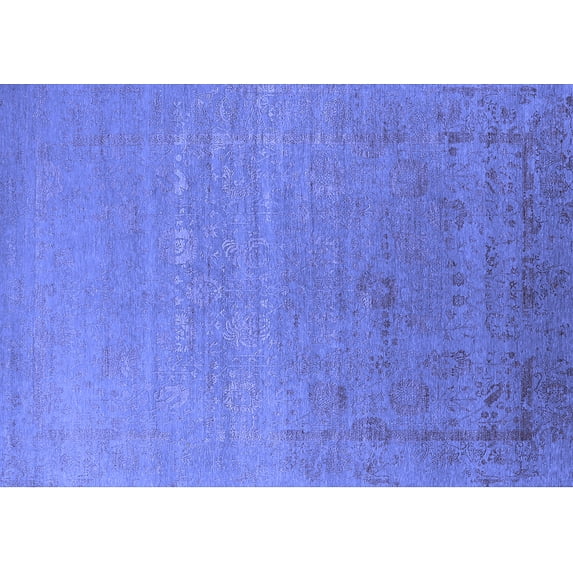 Ahgly Company Machine Washable Indoor Rectangle Oriental Blue Industrial Area Rugs, 2' x 3'