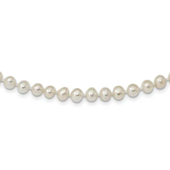 Primal Silver Sterling Silver Rhodium-plated 5-6mm White Freshwater Cultured Pearl Necklace