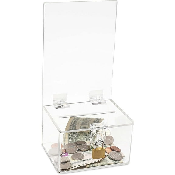 MCBClear Acrylic Display Donation Box - Ballot Box - Ticket Box - Suggestion Box - Secure Locking box