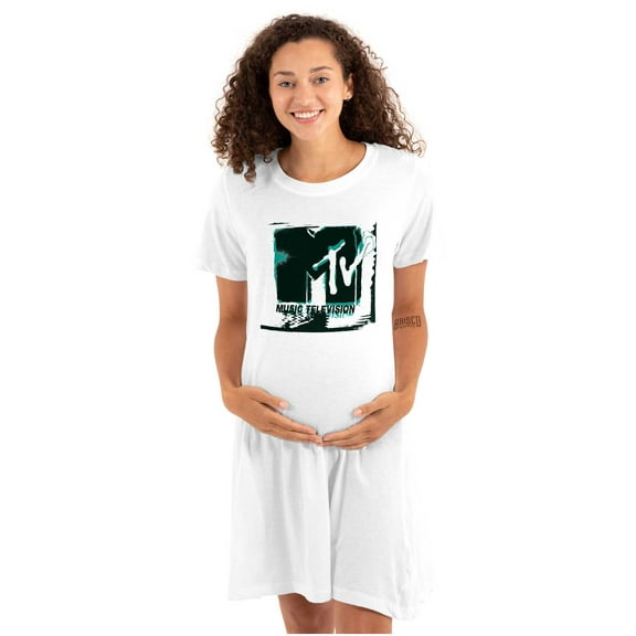 Retro MTV Electric Static Logo Women's Maternity Dress Brisco Brands M