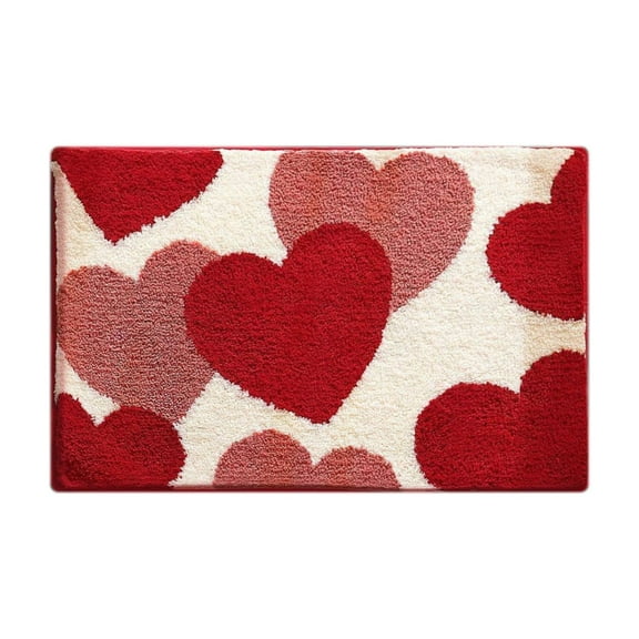 Chanana Valentine's Day Heart Bath Mat for Bathroom Decor, Valentine Bathroom Rugs Non Slip Absorbent, Soft Funny Bath Rug, Washable, 15.7x23.6in