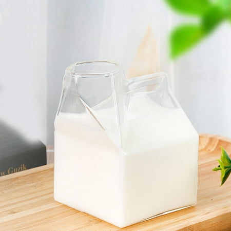 

Novelty Half Pint Creamer Milk Cute Carton Glass Cup Coffee Glass Juice Cup
