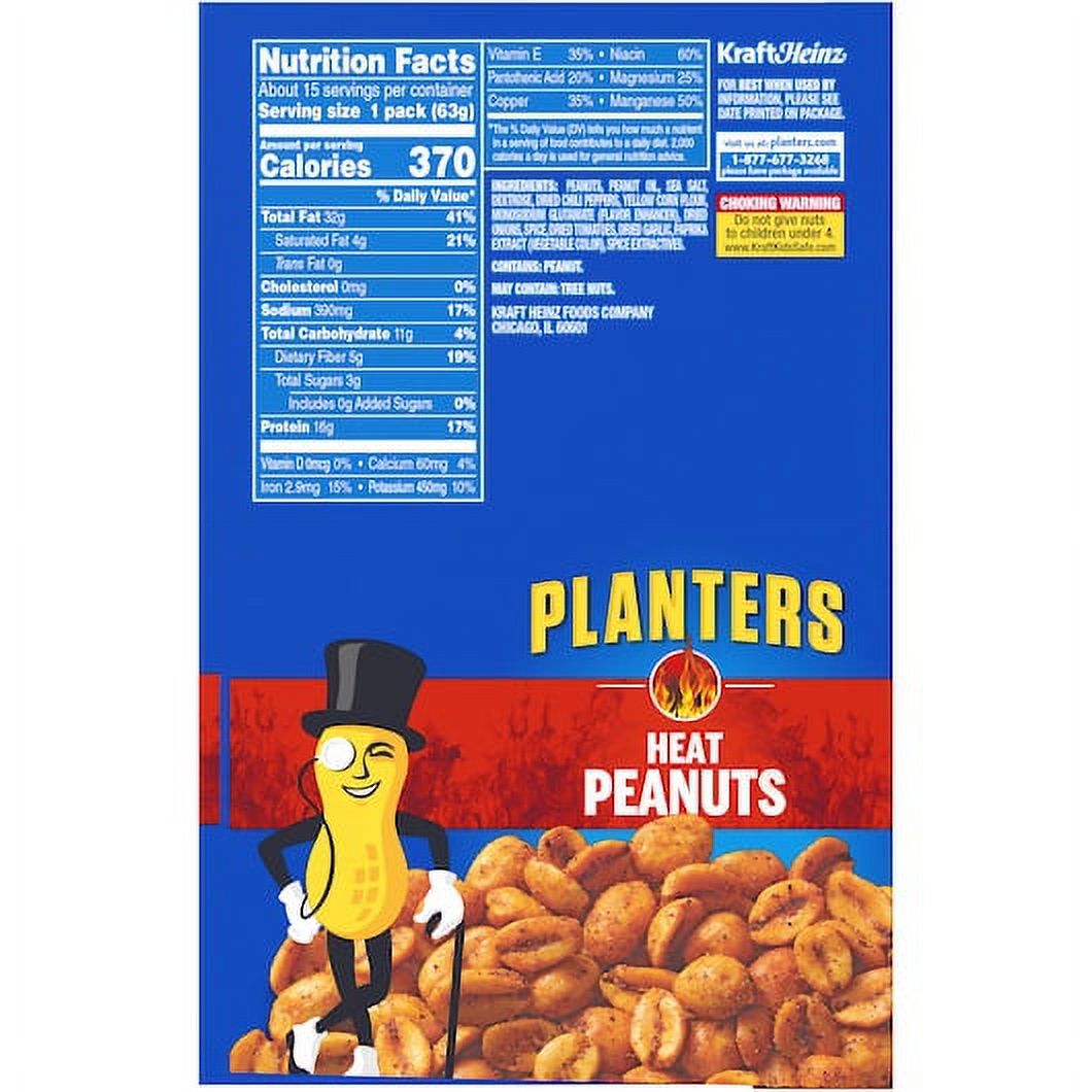 (Price/Case)Planters Heat Peanut 2.25 Ounce Tube - 15 Per Pack - 3 Per Case, 2.25 Ounces, 3 per case