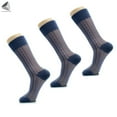 thumbnail image 2 of PULLIMORE 3 Pairs Mens Sheer Dress Socks Business Nylon Silky Striped Socks (Navy Blue), 2 of 6