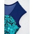 thumbnail image 5 of iEFiEL Kids Girls Dance Leotard Shiny Sequins Bodice Mesh Patchwork Modern Dance Dress Lake Green 12, 5 of 7
