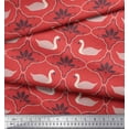 thumbnail image 3 of Soimoi Orange Poly Georgette Fabric Swan & Moroccan Damask Print Fabric by Yard 52 Inch Wide, 3 of 5