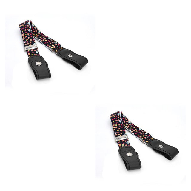 Minnieouse Cinturón sin hebilla Accesorios de ropa duraderos Correas de cincha con tejido fino Cumpleaños para niños Niñas patrones florales patrones florales 2piezas Minnieouse CBP200502