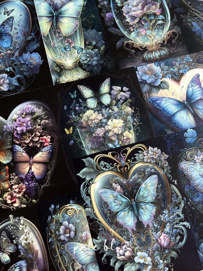 Vintage Butterfly and Window Scrapbook Paper - DIY Junk Journal Material for Creative Crafting
