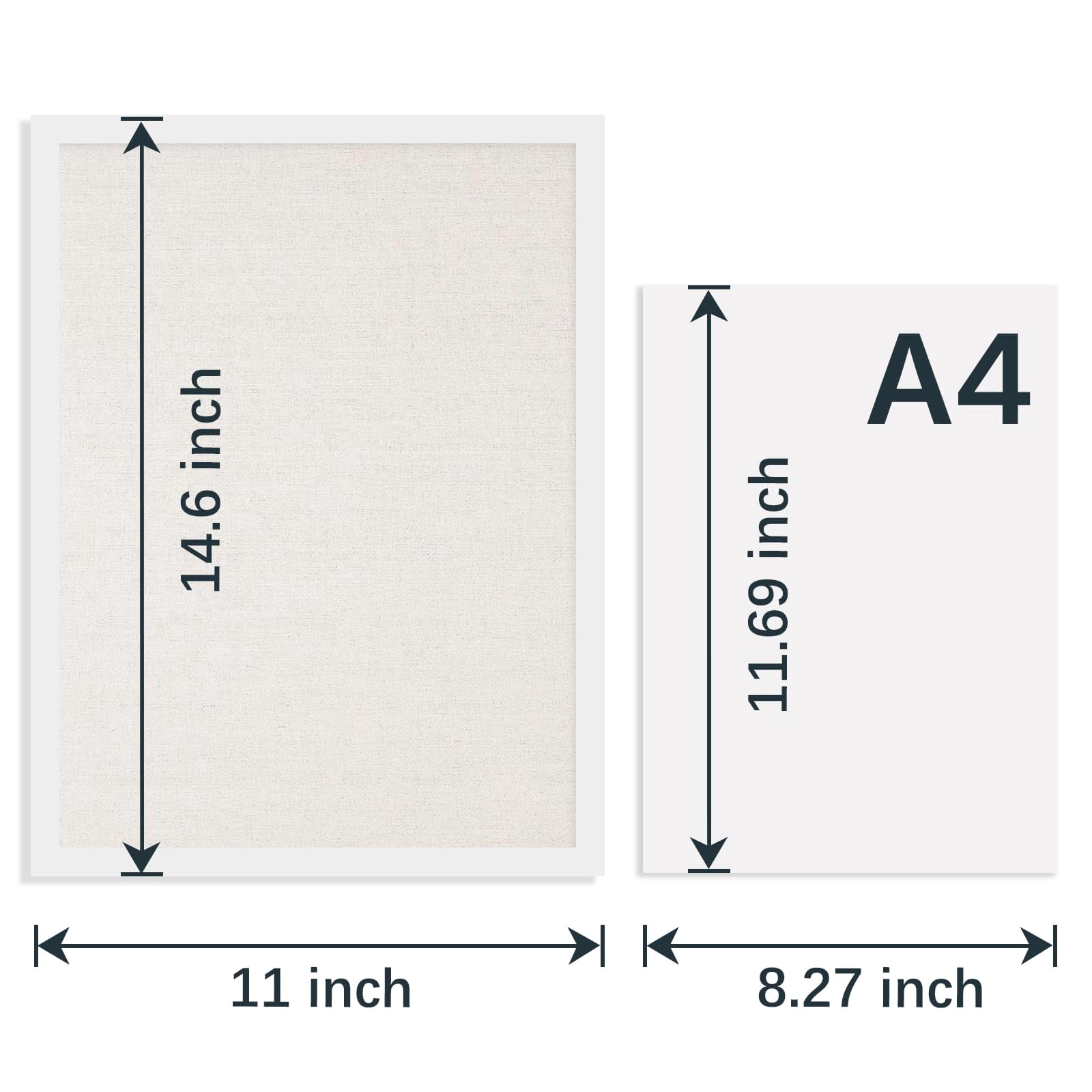 11"x14.6" Inch Bulletin Board With Linen  White Wood Style Frame 10 Pushpins Cork Ideal For School Home & Office