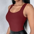 thumbnail image 6 of Brglopf Seamless Workout Yoga Tank Tops for Women Crew Neck Padded Sleeveless Shirts Athletic Camisole Tops with Built in Bra(Wine,XXL), 6 of 9