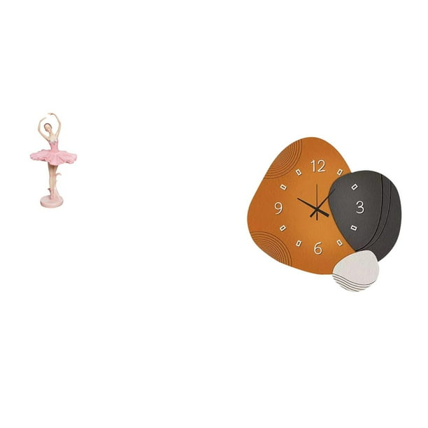 Escultura De Resina De Bailarina, Adorno De Escritorio Novedoso Para Oficina, Sala De Estudio, Estantería, Reloj De Pared Decorativo Moderno, Reloj De Madera Para Festivales, Dormitorio,