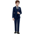 thumbnail image 2 of Boy Suit Slim&Husky 4 Pcs Suspenders Boys Formal Suit Set Ring Bearer Outfit Kids Suits, 2 of 14