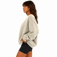 thumbnail image 4 of Boyscolos Oversized Sweatshirt for Women Crewneck Fleece Long Sleeve Pullover Hoodies Tops Fall Fashion Outfits Clothes Beige XL, 4 of 5