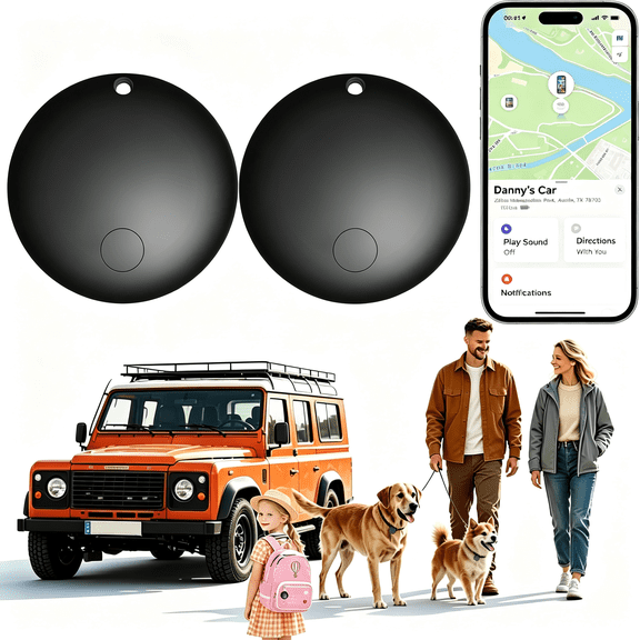 GJX Gps Tracker for Vehicles No Monthly Fee (Android Only) - 2 Pack | Mini Car Tracker Tag, Tracking Devices, Hidden Compatible with S Find Hub for Pet, Car, Key, Luggage