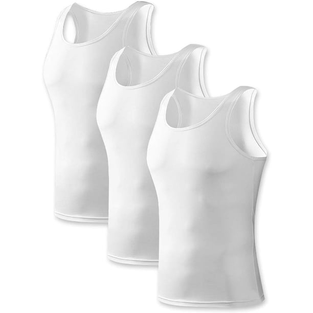 Camisetas sin mangas de rayón de bambú para hombres Camisetas sin mangas elásticas con cuello redondo