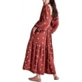 thumbnail image 2 of Women's Flower Embroidered Maxi Dress Lantern Sleeve Square Neck Tiered Flowy Spring Fall Dress, 2 of 5