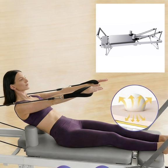 Supports up to 440 lbs Pilates Reformer Machine, Foldable Dual Pilates Reformer Resistance Springs, Studio Grade Workout Equipment