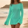 thumbnail image 2 of Liweisiy Women's Hollow-Out Coverup Crewneck Long Sleeve Knit Cold Shoulder Cover Up Sumemr Beach Vocation Dresses Green XL, 2 of 8