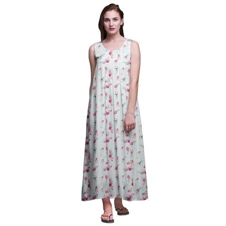 

Bimba Rayon Rayon Nightgowns For WomenÂ Maxi Printed Sleepwear Night Dress-XS