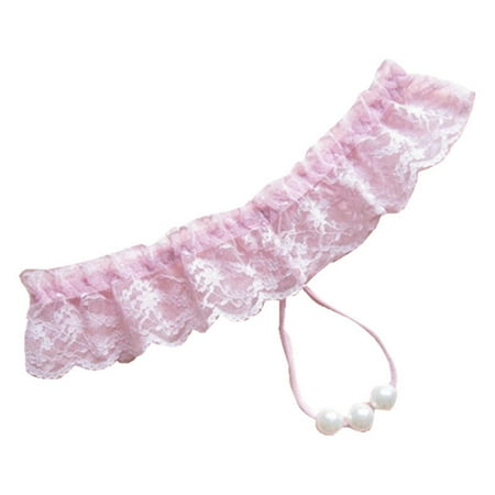 BYHONG Womens Lace Transparent Sexy Seductive Pearl Thong Underwear Panties for Women Pack Pink One Size