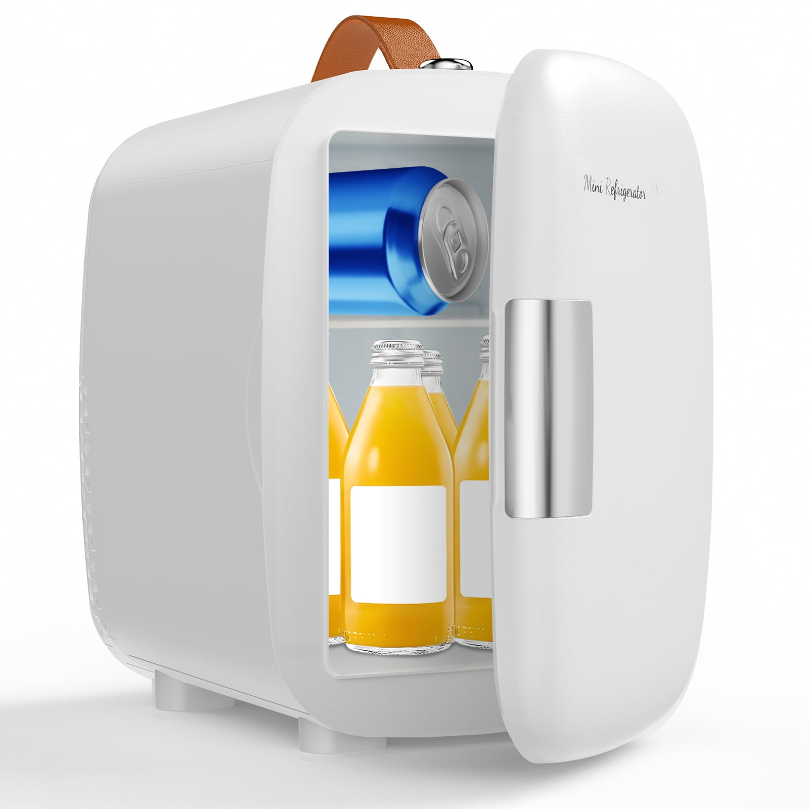 JIOABL Mini Refrigerator 4L/7 Can, Compact Small Fridge, Cosmetics Cooler for RV Use, Skincare, Bedroom, Car, White