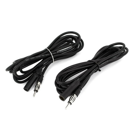 Car Radio Cables - Unique Bargains Car 3 Meters Length Black Stereo FM Radio Antenna Plug Extension Cable 2 Pcs