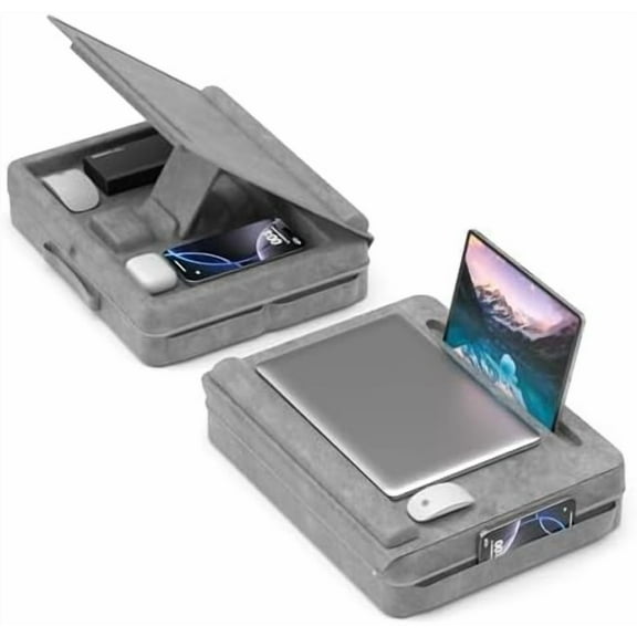 Laptop Lap Desk with Cushion, Laptop Table with Storage for Bed & Sofa, Adjustable Lap Pillow Stand with Anti-Slip Strip & Cell Phone/Tablet Slot for Home Office College$$