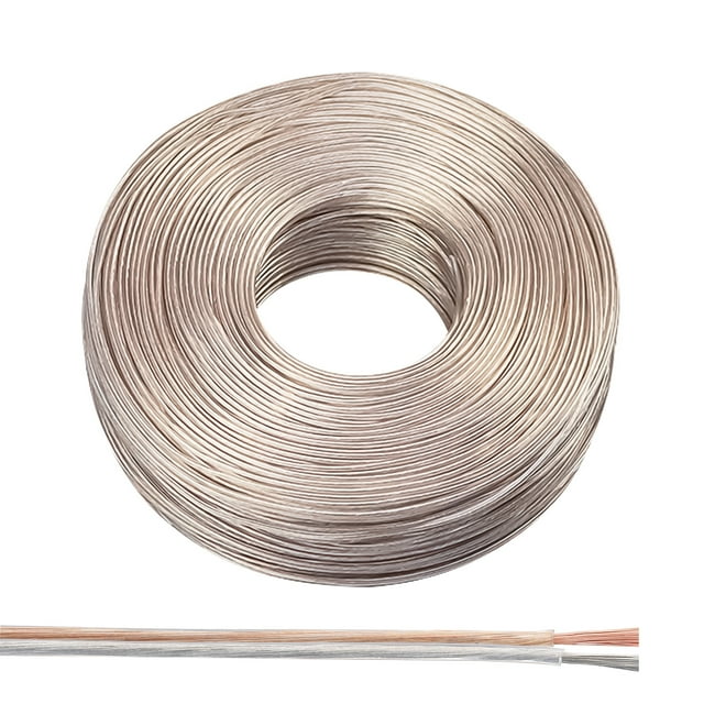 Uxcell 65.6Ft 24/2 PVC Covered Wire, 300V Heat Resistant Speaker Wire, Clear, Silver, Brown