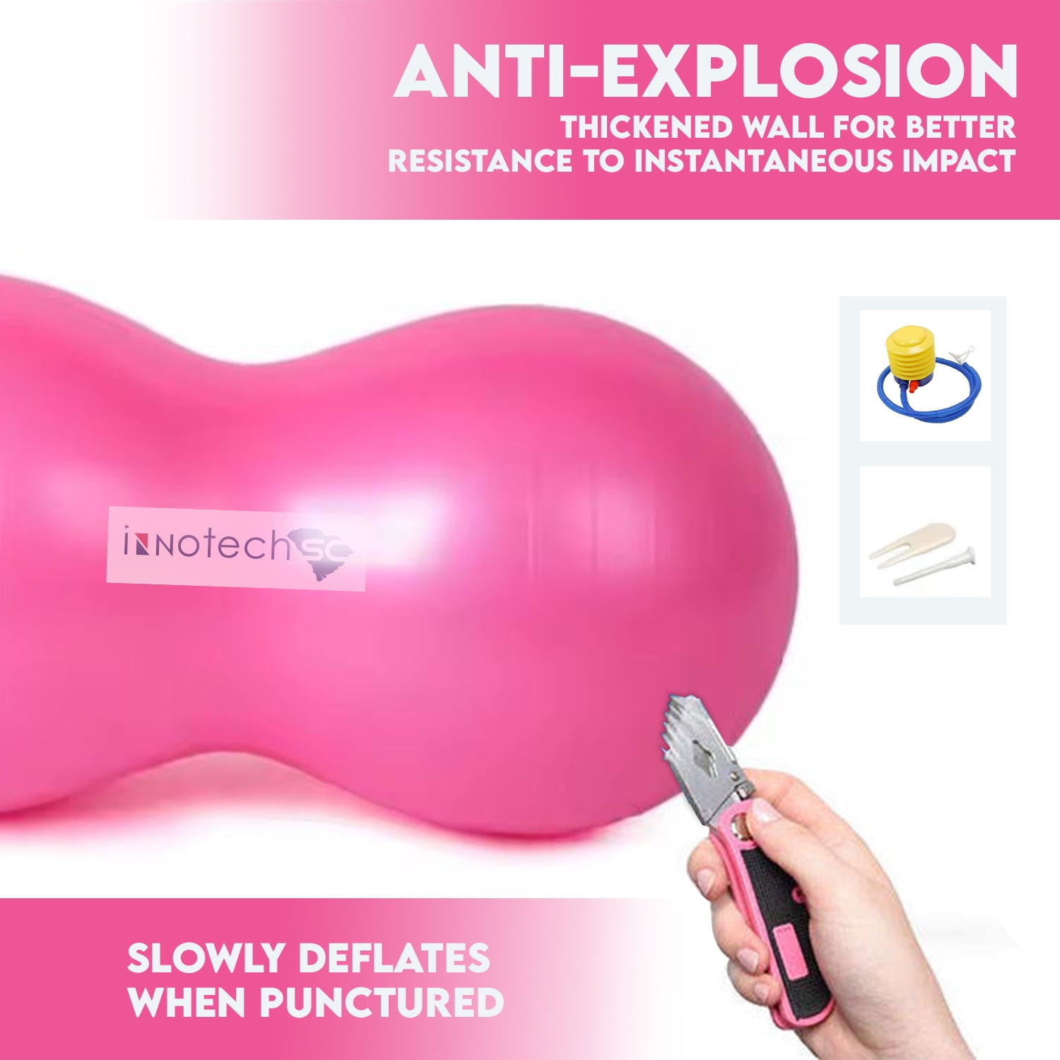 InnotechSC Peanut Ball - Anti Burst Exercise Ball for Labor Birthing, Physical Therapy for Kids, Core Strength, Flexible Seating, Home & Gym Fintness, sensory chair Wiggle Seat (Include Pump)