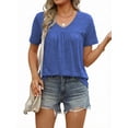 thumbnail image 2 of MOYIKO Womens T Shirts Short Sleeve Pleated Peplum Babydoll Summer Tops V Neck Dressy Casual Tunic, 2 of 7