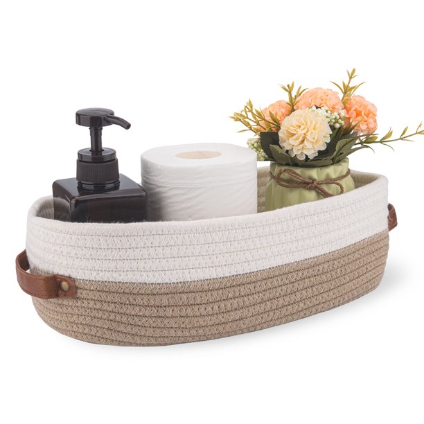Oradrem Cotton Rope Bathroom Decor Basket,Toilet Paper Holder Basket