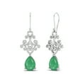 thumbnail image 2 of 7x5 MM Pear Shape Emerald 925 Sterling Silver Filigree Dangle Drop Valentines Day Gifts Women Earring, 2 of 4
