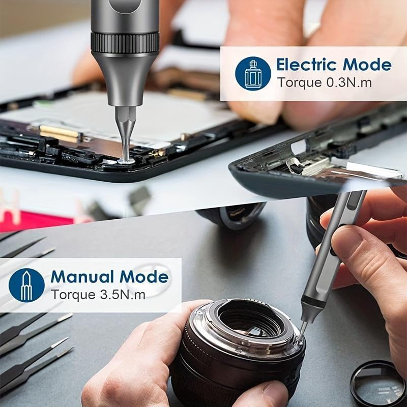 High-Precision Electric Screwdriver Set – 50-in-1 Cordless Tool with Dual Mode (Manual/Electric), Magnetic Case, Shadowless LED Lights, Type-C Fast Charging for Electronics, PC, Phone, PS5 Repair