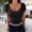 Black, variant on QHWAUAKFBN Womens T Shirts Graphic Crew Neck Short Sleeve Slim Fit Collection Ribbed Knit Tshirts Top