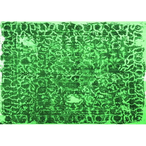 Ahgly Company Indoor Rectangle Abstract Green Contemporary Area Rugs, 8' x 10'