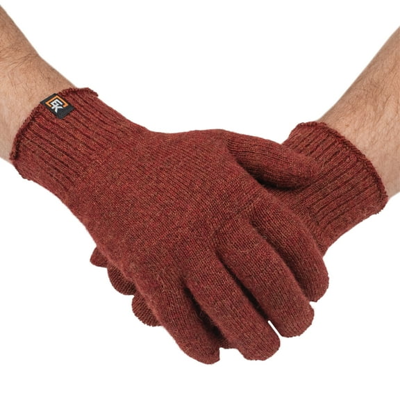 Alpaca Knit Gloves - Made in the USA - Super Soft Baby Alpaca - Large - Copper