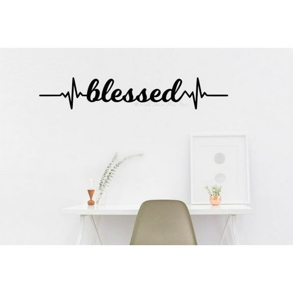 Wall Decor Decal Blessed Heartbeat Nurse Wall Word Art Vinyl Stickers 36x6.5-Inch Black