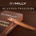 thumbnail image 2 of By MILLY Professional Slanted Tweezers for Women & Men - High Carbon Stainless Steel Sharp Tweezers - Tweezers for Women Facial Hair Plucking, Hand-Filed & Aligned Precision Slant Tips - Rose Gold, 2 of 8