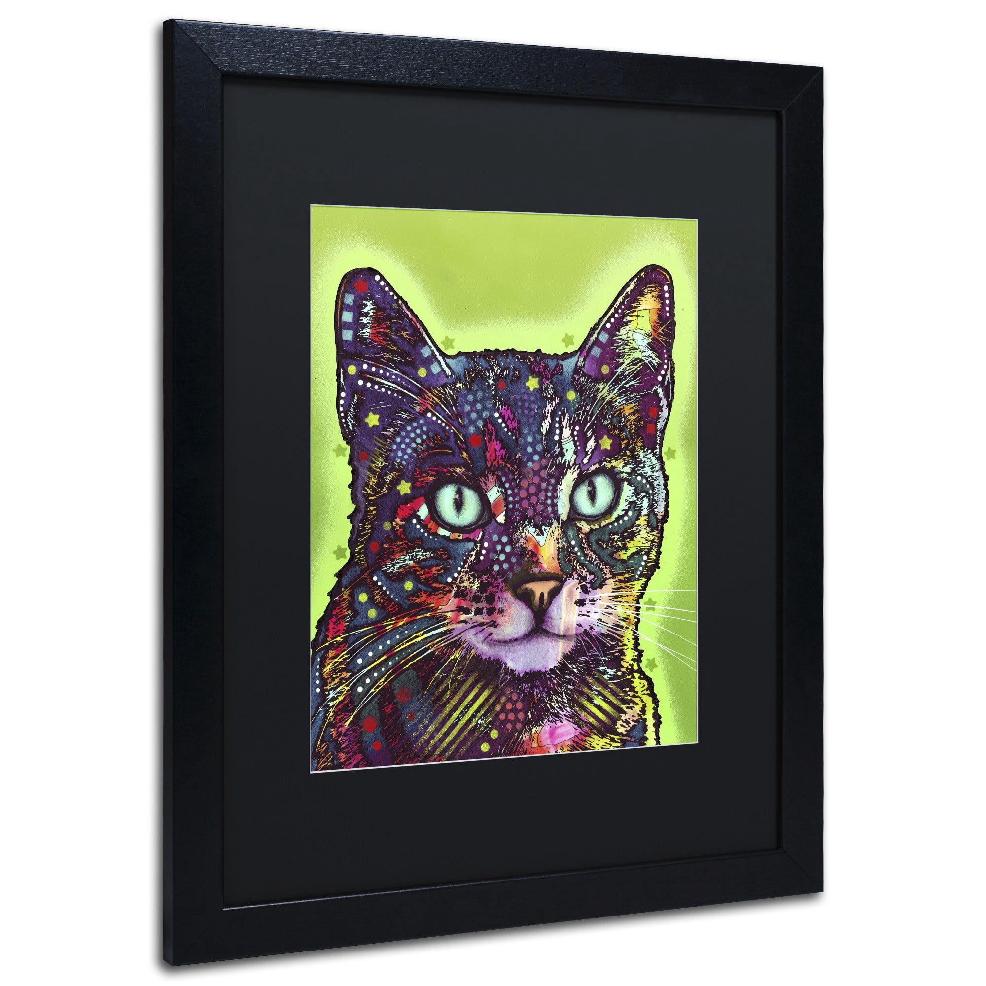 Trademark Fine Art "Watchful Cat" Canvas Art by Dean Russo, Black Matte, Black Frame