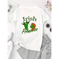 thumbnail image 2 of [Glossy Finish] Women's "Irish Princess" Clover Graphic T-Shirt - Casual Black Round Neck Short Sleeve, Comfortable Summer Top with Green Shamrock and Crown Design, Casual Attire|Graphic Tee, 2 of 6