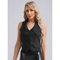 thumbnail image 3 of Zaldita Women's 4-Button Single Breasted Vests Sleeveless V Neck Regular Fitted Dressy Suit Work Office Waistcoats Black L, 3 of 7