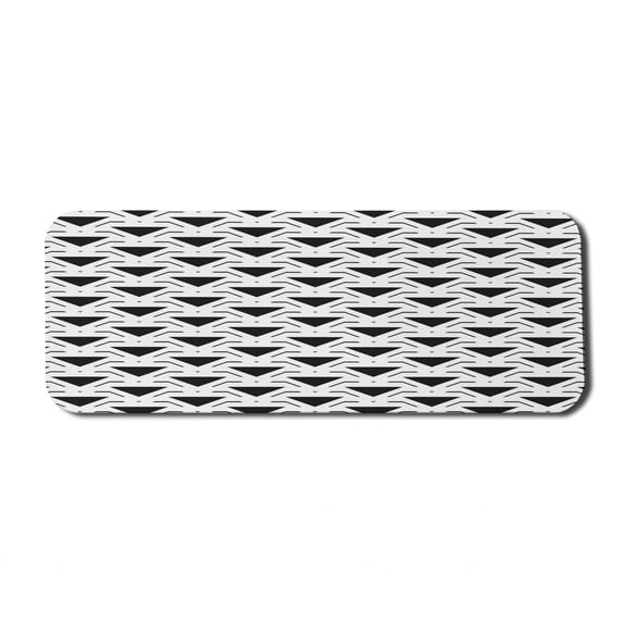 Geometric Computer Mouse Pad, Abstract Triangles Modern Symmetry Layout Repetitive Pattern Print, Rectangle Non-Slip Rubber Mousepad Large, 31" x 12", Charcoal Grey and White, by Ambesonne