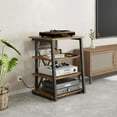 thumbnail image 3 of AV Media Stand with Power Outlet, 4-Tier Media Console Stereo Stand with Adjustable Shelves, Corner Audio Rack Tower for Record Player, DVD, Game Console, TV Box, 3 of 9