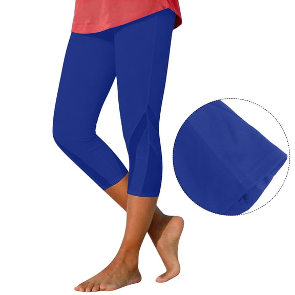 Capri Leggings For Women 2026 Casual Mesh Design Knee Length Trousers Summer Capri Pants Comfy Stretchy Leggings Blue Capri Pants For Women