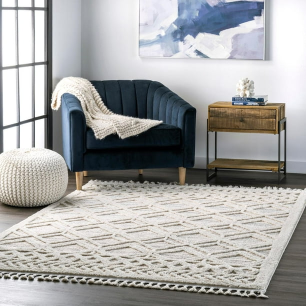 nuLOOM Ansley Shaggy Lattice Tassel Area Rug